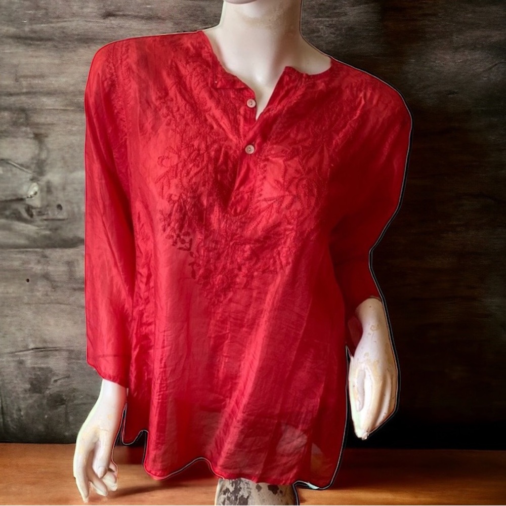 Roberta Freyman Roller Rabbit Raspberry Pink Silk… - image 1